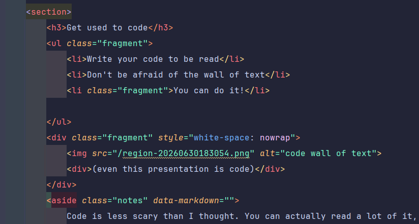 code wall of text